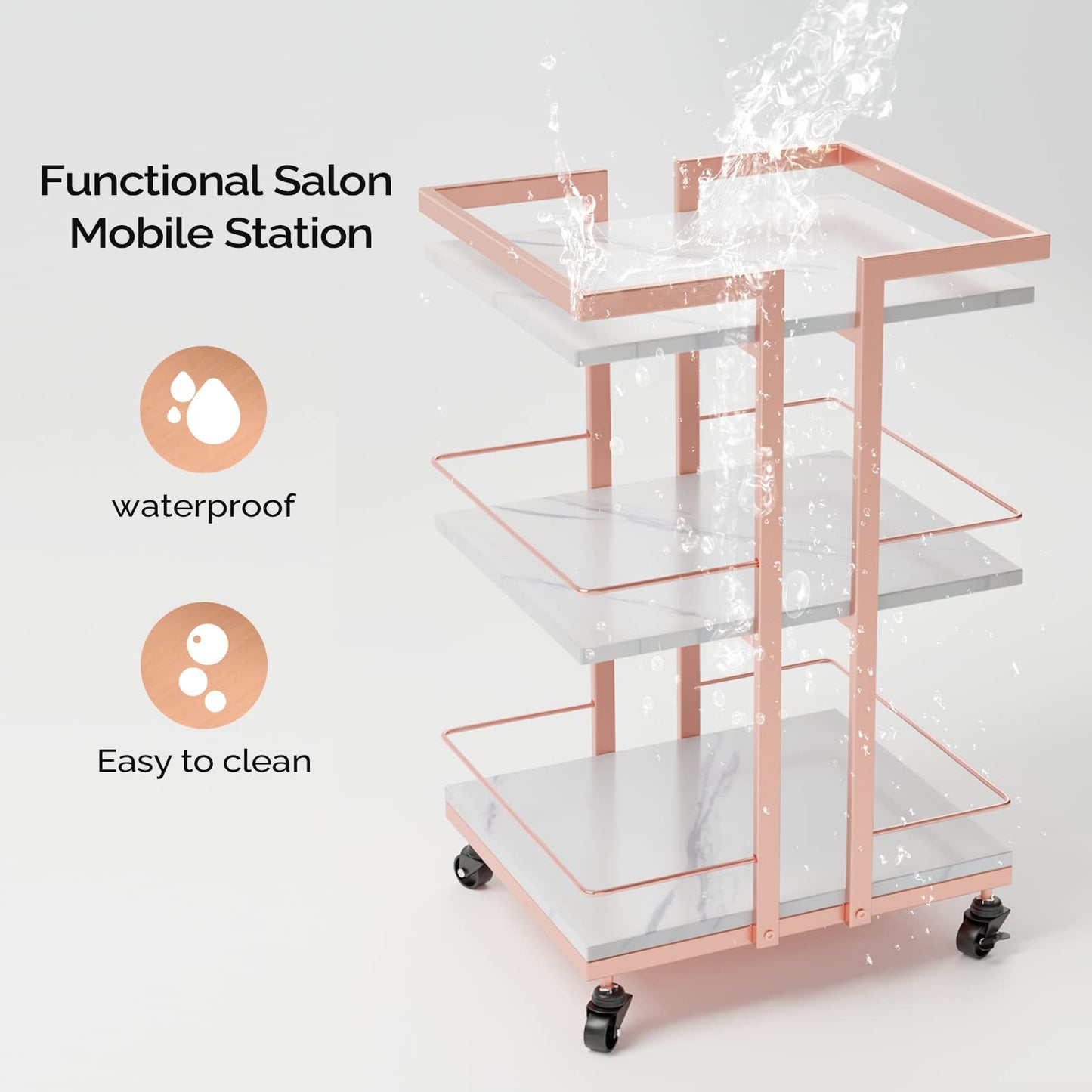 Esthetician Cart with Wheels Utility Salon Rolling Trolley, Mobile Storage Organizer for Beauty Spa Cosmetology Massage, Tattoo Manicure Facial Tool Holder Station