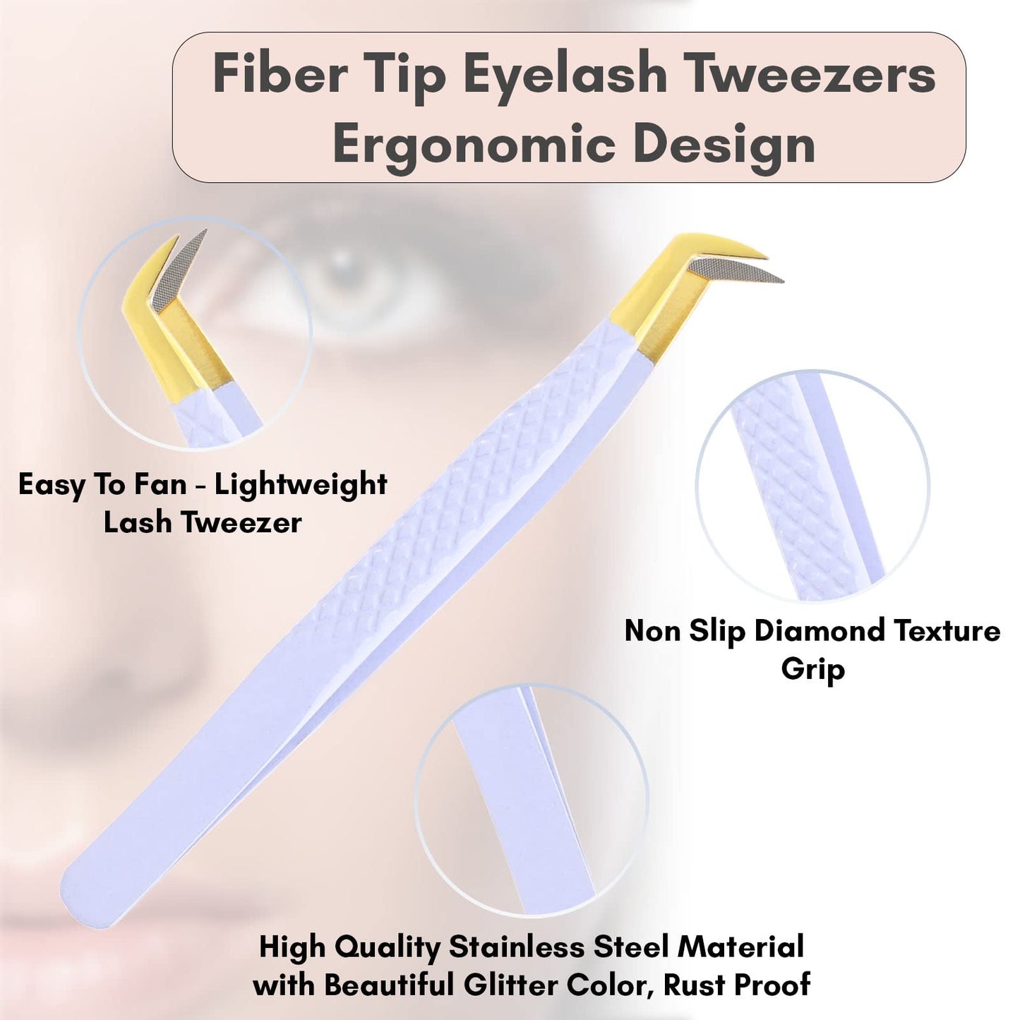 Fiber Tip Lash Tweezer for Eyelash Extensions — 12cm Volume Lash Tweezer for Volume Fan Application | Lightweight Stainless Steel, White Finish | Cross Edge Corporation Lash Artist Tool