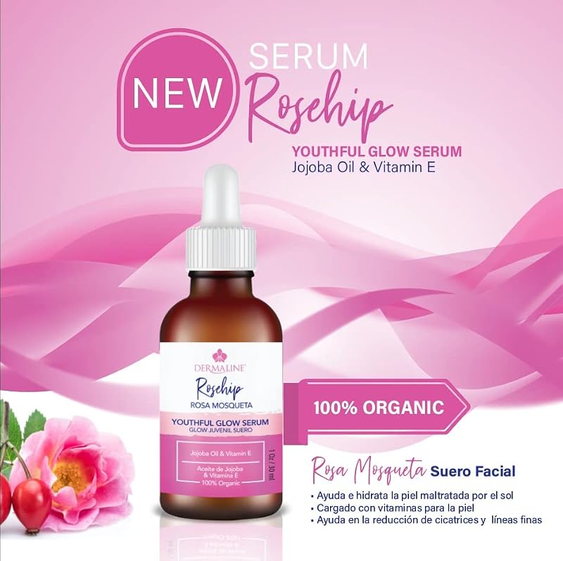 Organic Rosehip Seed Oil Serum with Jojoba & Vitamin E for Hydrating Skin