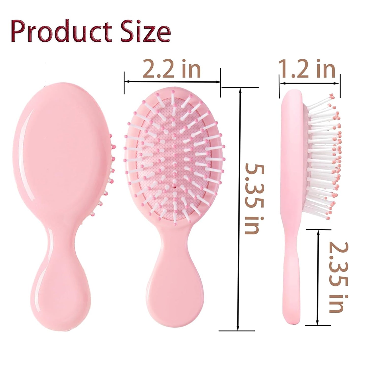 Mini Hair Brush Set - 6 Pcs Travel Detangling Brushes for All Hair Types | Pink & Blue