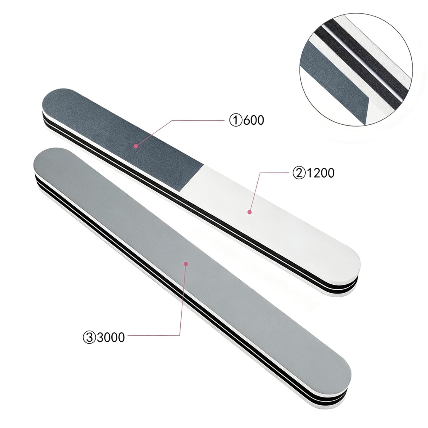 15 PCS 3 Way Nail File and Buffer,3 in One Nail Buffer that Shapes, Nail File Manicure Tools for Poly Nail Extension Gel and Acrylic Nails Tools Suit for Home Salon
