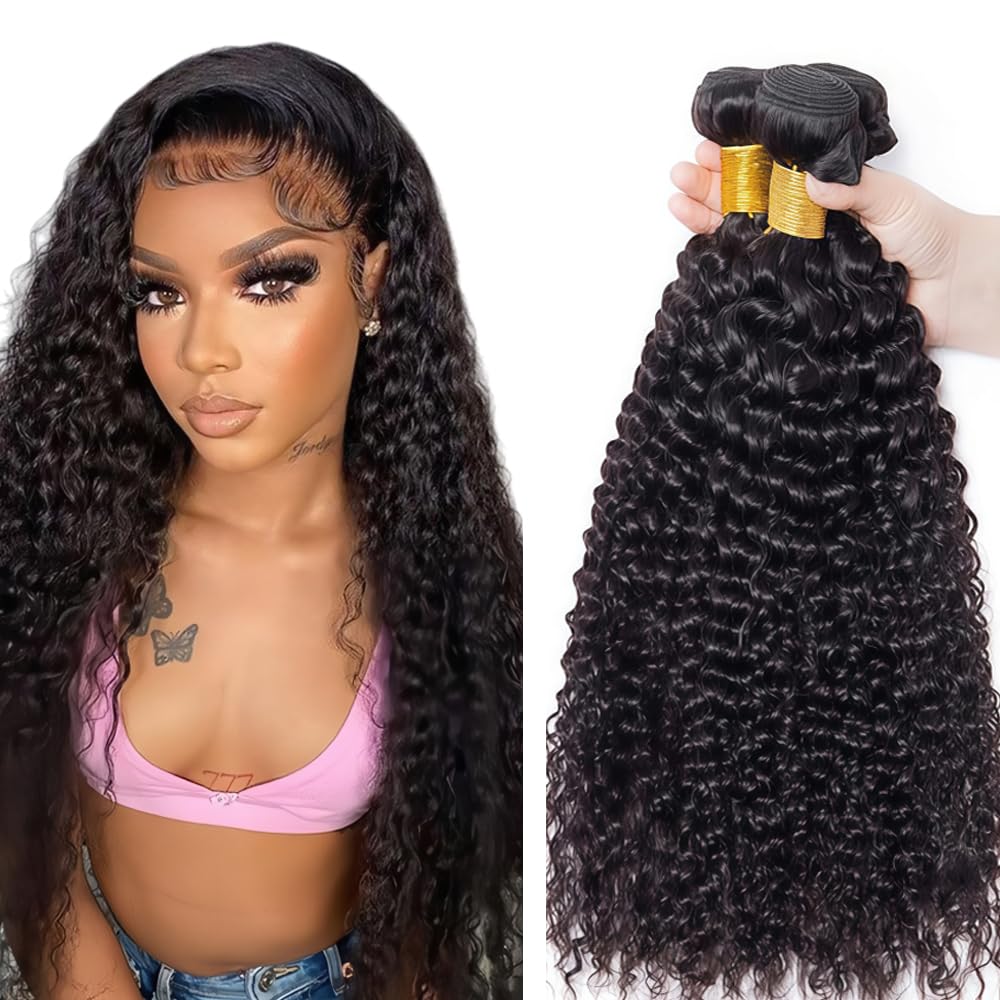 30 32 34 Inch Water Wave Human Hair Bundles Water Wave Bundles Human Hair Color #1B Bundles Unprocessed Virgin Wet and Wavy Bundle 150g