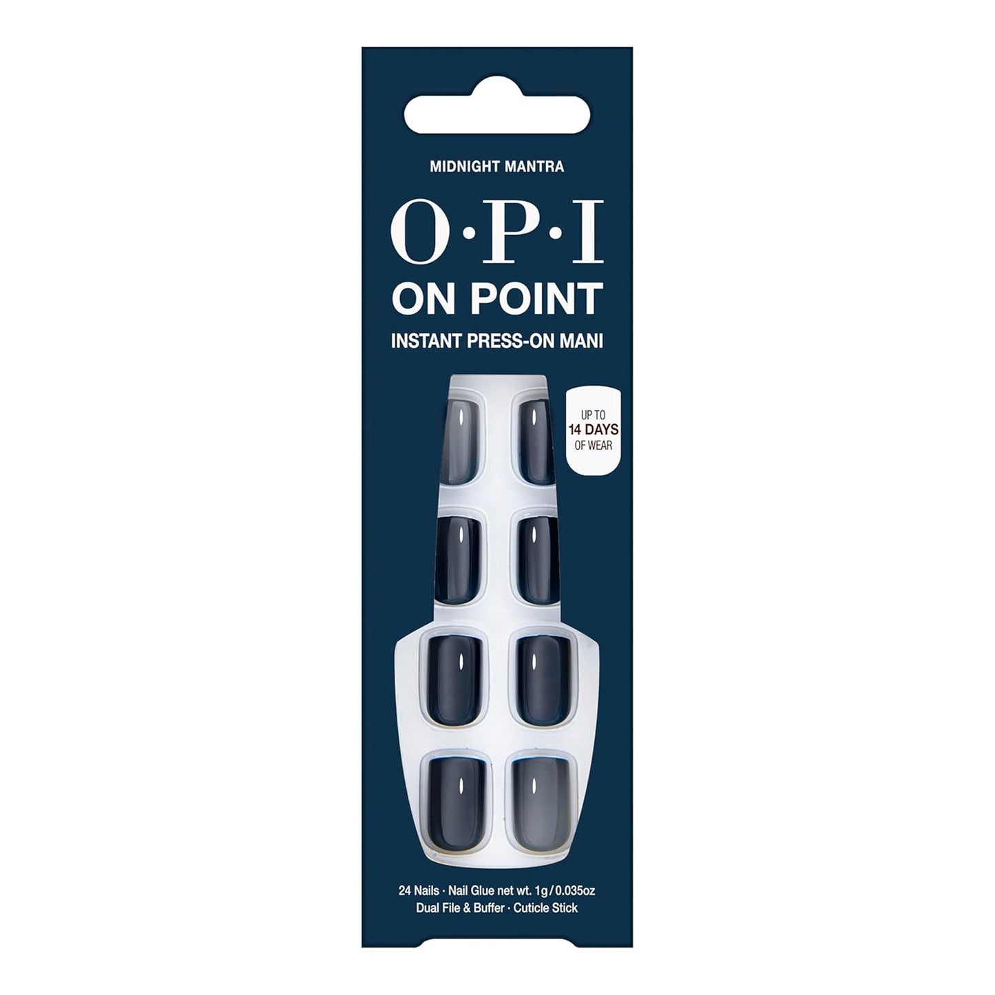 OPI On Point Press On Nails - Short Round & Squoval Nail Art | 24 Count with Glue | Long-Lasting & Reusable