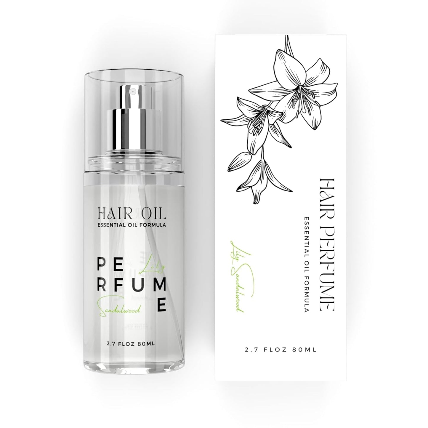 Hair Perfume Oil for Women | Lily Sandalwood Fragrance Mist - Argan Oil Heat Protection Spray for Dry, Damaged Hair - 2.7 fl oz