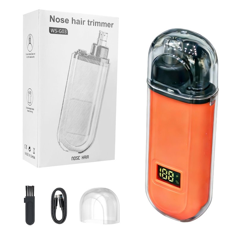 VISDOLL 2026 Men & Women Professional Ear and Nose Hair Trimmer, Travel-Friendly IPX7 Waterproof, USB Rechargeable, Painless Quiet, Easy to Clean Dual Edge Blades，Orange