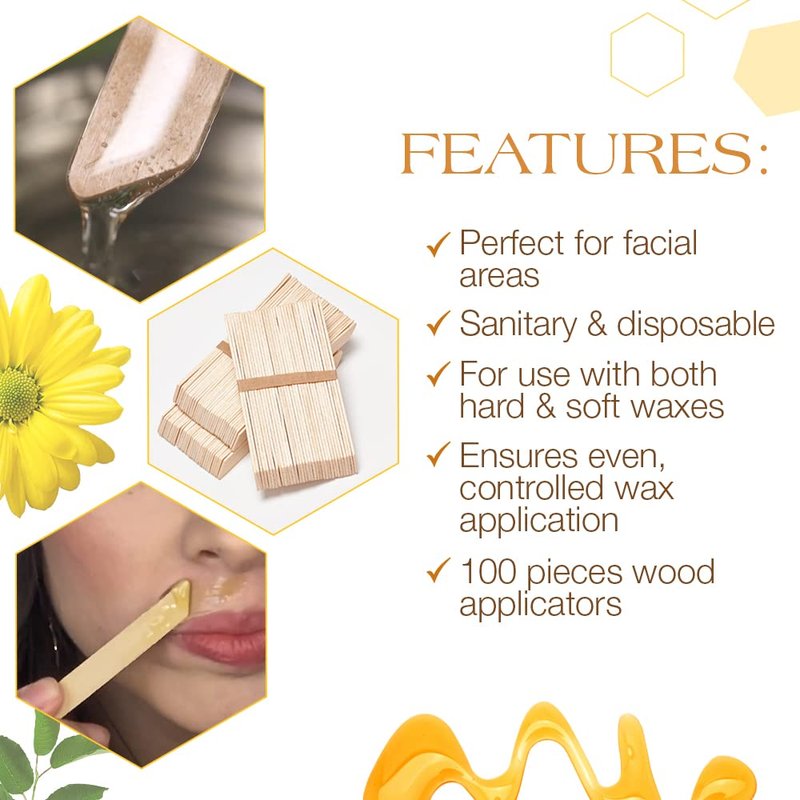 GiGi Accu Edge Wax Sticks for Hair Removal – Small, Wax Applicator Sticks, Wooden Waxing Stick for Upper Lip & Eyebrows, 100 ct