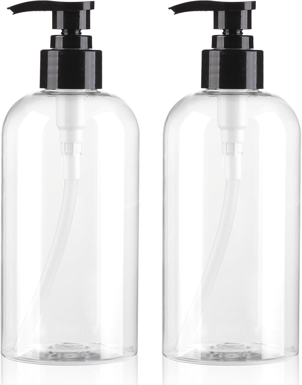 Refillable Pump Bottles - 12.85oz Clear BPA-Free Plastic Dispenser for Shampoo, Lotion & Soap | 2 Pack