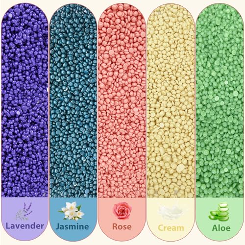 ANREACHO Hard Wax Beans for Hair Removal - 1.1 lb Mix of 5 Colors
