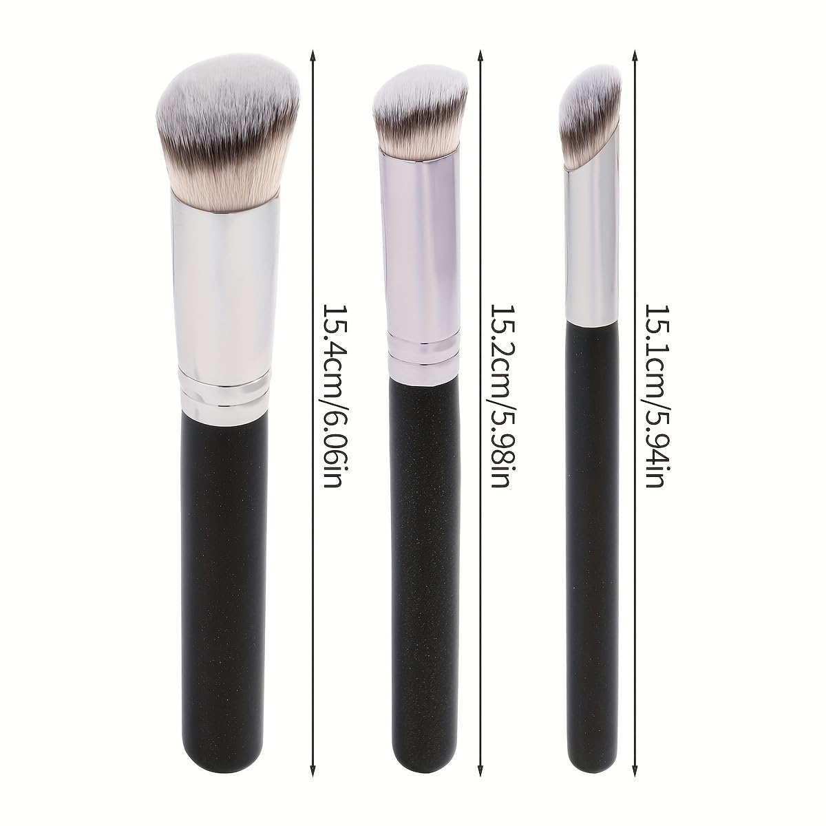 3-Piece Makeup Brush Set - Foundation, Concealer & Eyeshadow Brushes for Flawless Face Application and Blending, Professional Quality Cosmetic Kit for Beginners and Pros