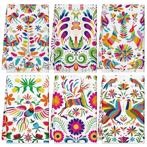 6 Pack Mexican Kitchen Towels - Dia De Los Muertos Decor