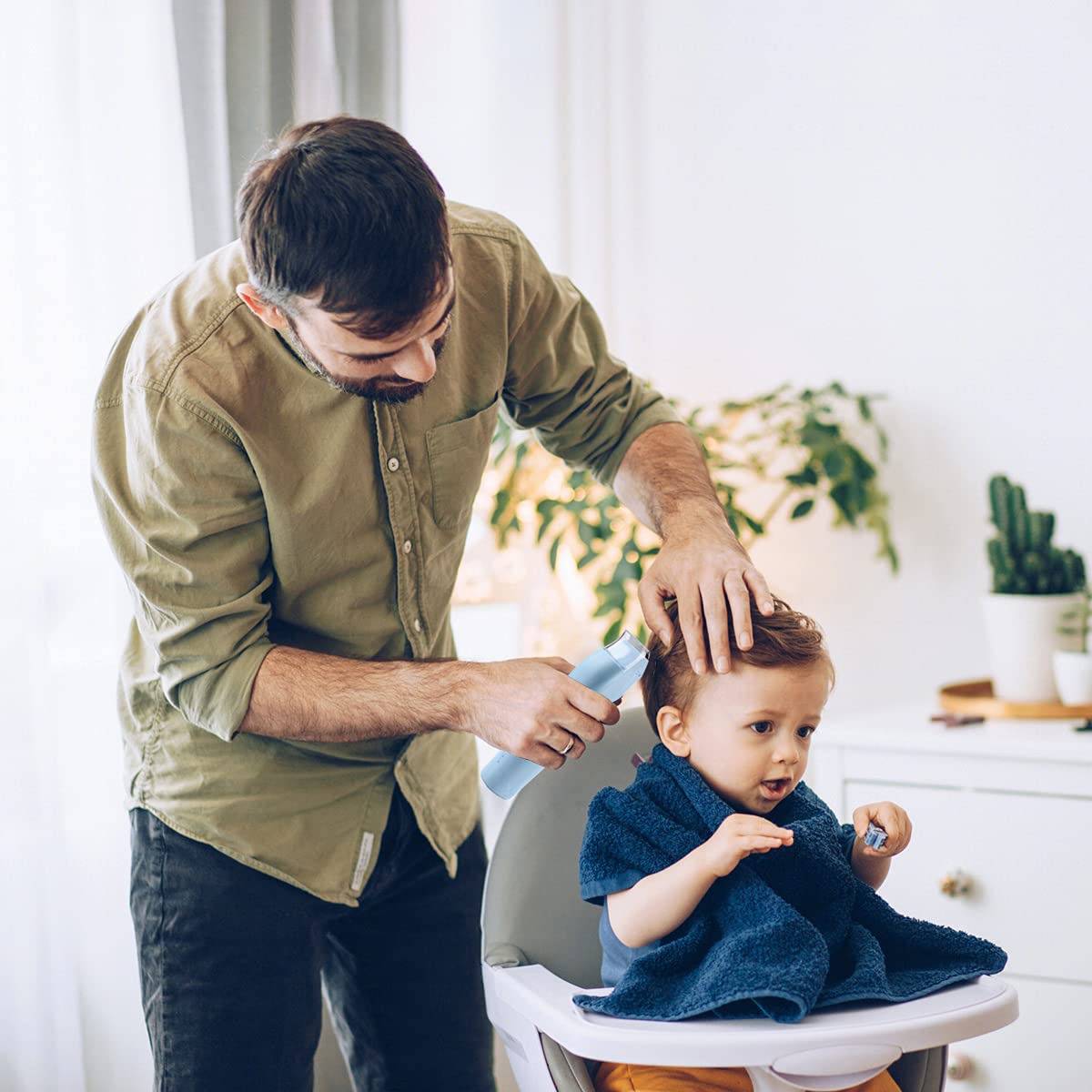 E-Hunter Baby Hair Clippers with Vacuum for Baby, Infants, Children, Kids and Newborn, Waterproof Rechargeable Cordless Hair Trimmer with 2 Guide Combs & Haircut Cape