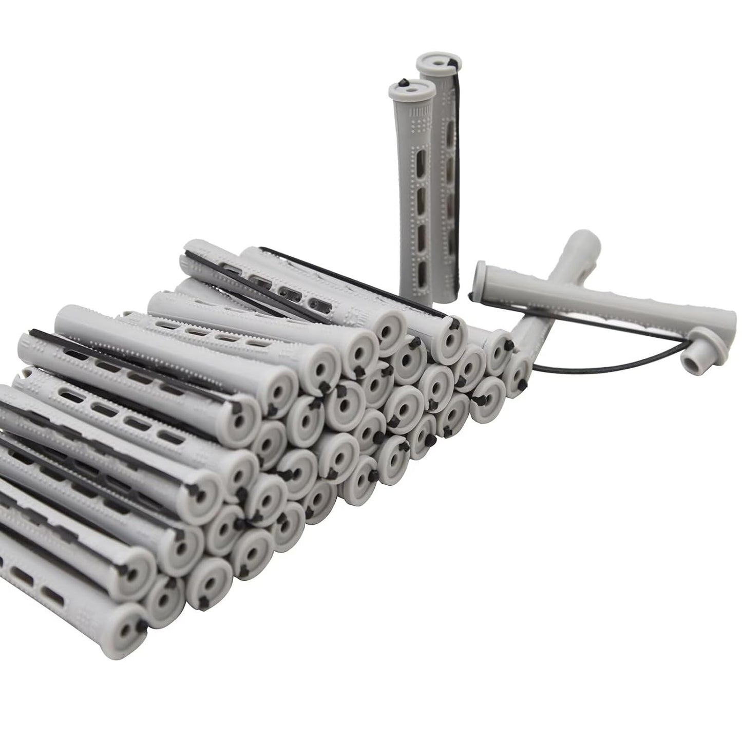 40PCS Perm Rods - Heatless Non-Slip Hair Rollers for Short & Long Hair | 0.59 Inch Grey DIY Hairdressing Tools