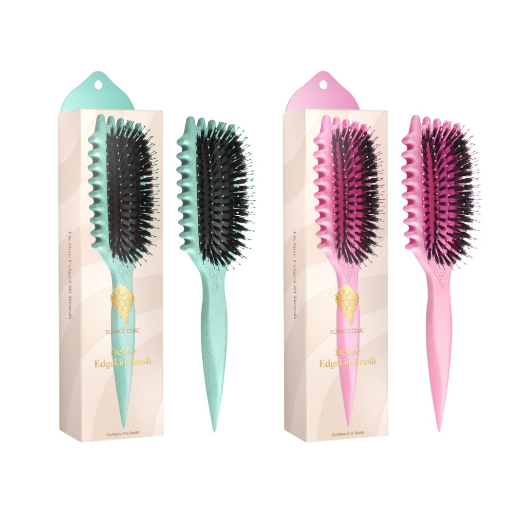 Bounce Curl Define EdgeLift Brush Bundle - Pink & Teal Brushes for Curly Hair Styling