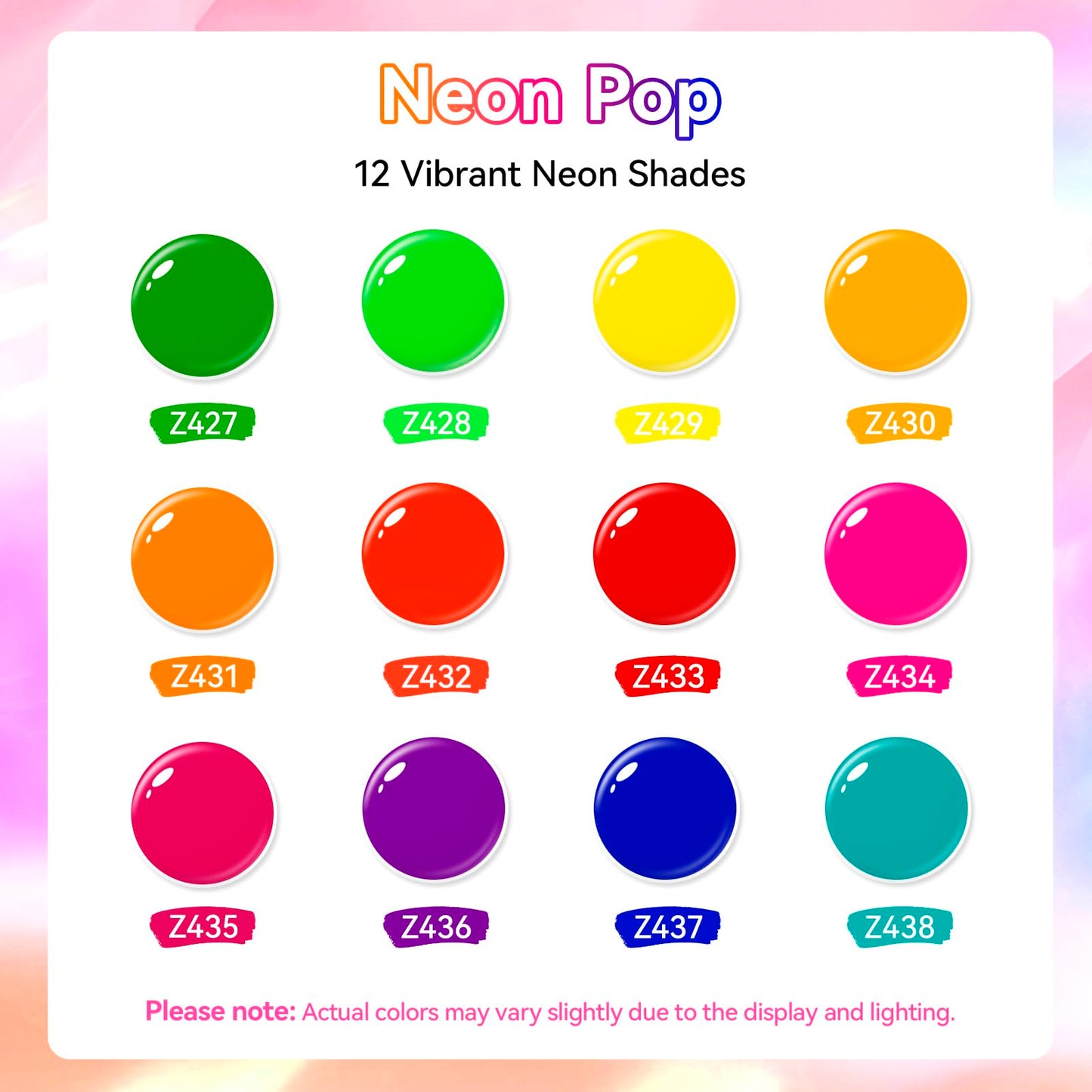 Nailshion Neon Nail Polish Set: 12 Colors Bright Summer Nails Hot Pink Red Orange Blue Rainbow Nail Polish, Glossy Finish | Air Quick Dry Non Gel, Streak-free Salon Home DIY Nail Art Gift for Women