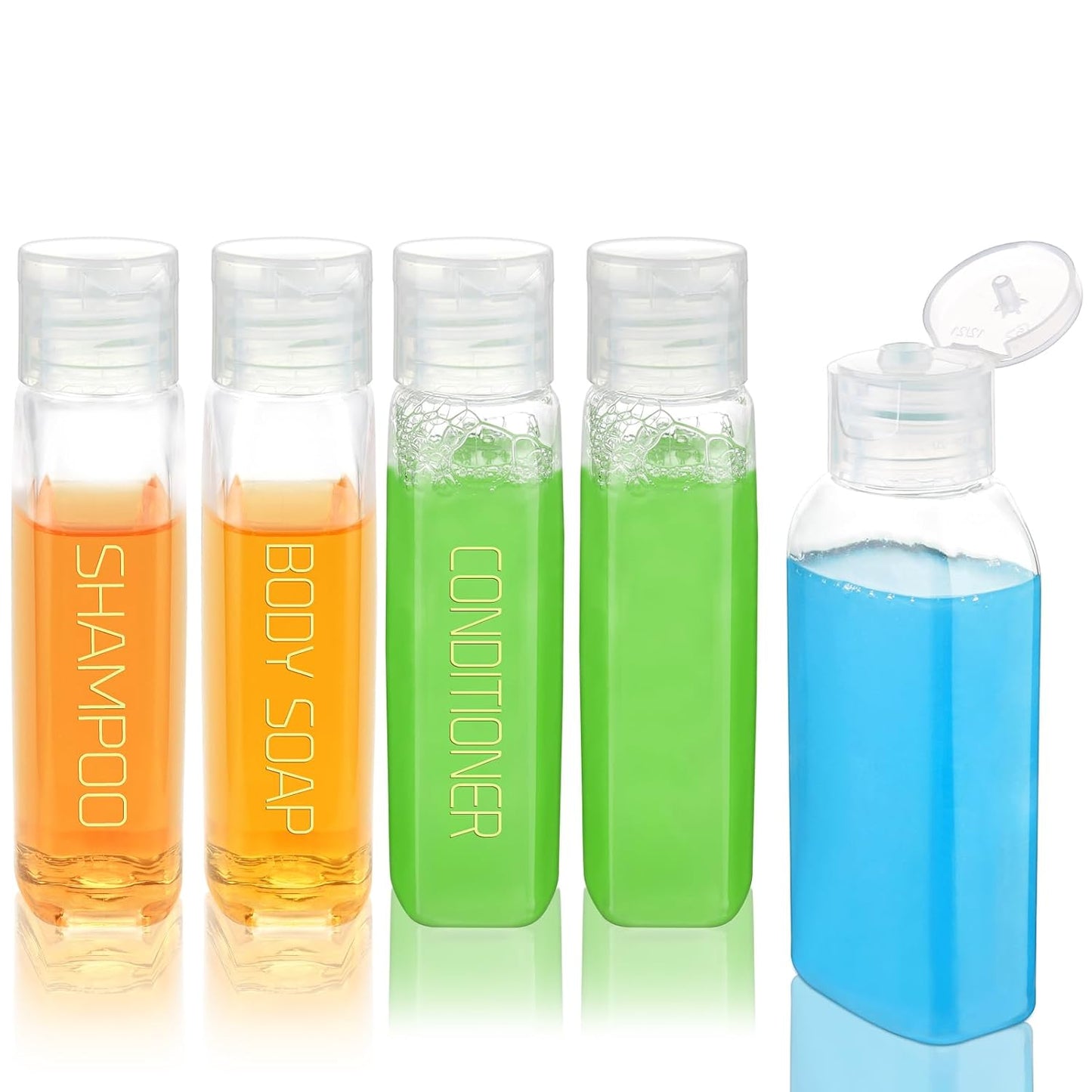 Travel Toiletries Bottles Set - 4PCS 3.4oz Leak Proof Shampoo & Conditioner Containers | TSA Approved Squeeze Bottles