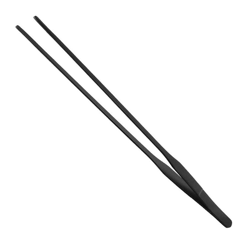 FRUTA Aquarium Tweezers Stainless Steel Straight Tweezer with Carbonation Protection Coating Against Rust Extra Long Reptiles Feeding Tongs Tools for Aquatic Tank Plants,15 inch- Black Straight
