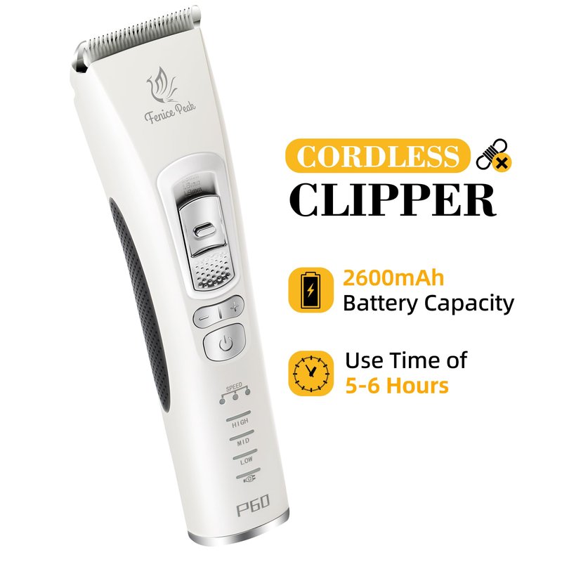 FENICE PEAK Dog Grooming Clippers for Thick Heavy Coats 3 Speeds Low Noise Pet Grooming Kit Cat Eletric Clipper with 10FC Ceramic & Stainless Steel Blade