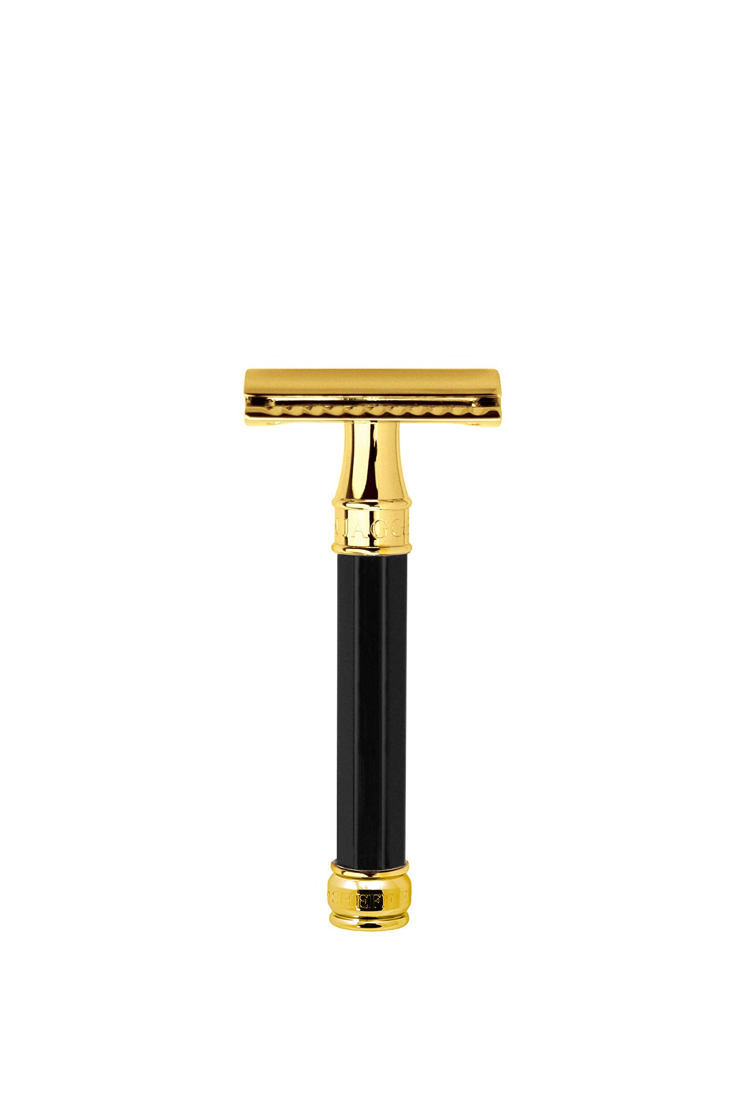 Double Edge Safety Razor, Regular Handle, Black and Gold Plated Octagonal