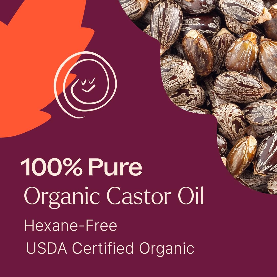 Plant Therapy Castor Oil USDA Organic Cold Pressed 100% Pure Hexane Free 16 oz Conditioning & Healing, For Dry Skin, Hair Growth, Eyelashes