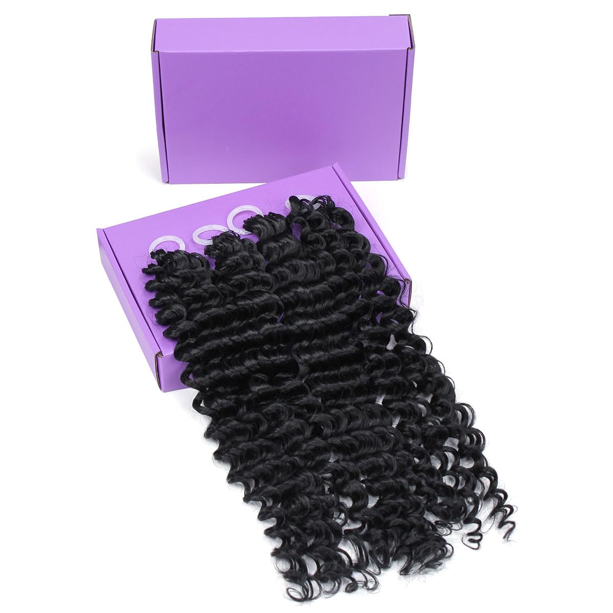Miracle Knots Crochet Hair - 18 Inch Deep Wave Feather Bundles | Pre-Separated Curly Hair for Women (Natural Black)