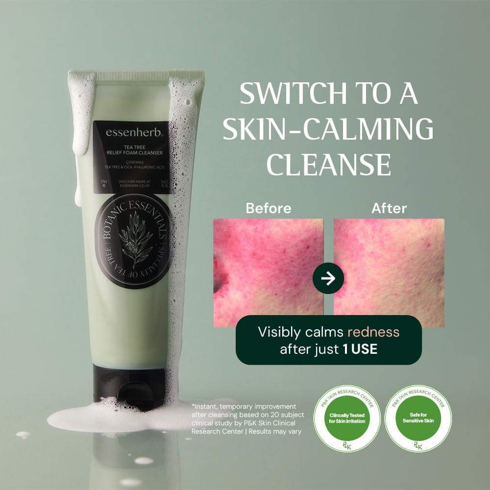Tea Tree Relief Foam Cleanser - Gentle Daily Face Wash for Acne-Prone Skin | Soothes Redness & Minimizes Pores | 5.07 fl oz