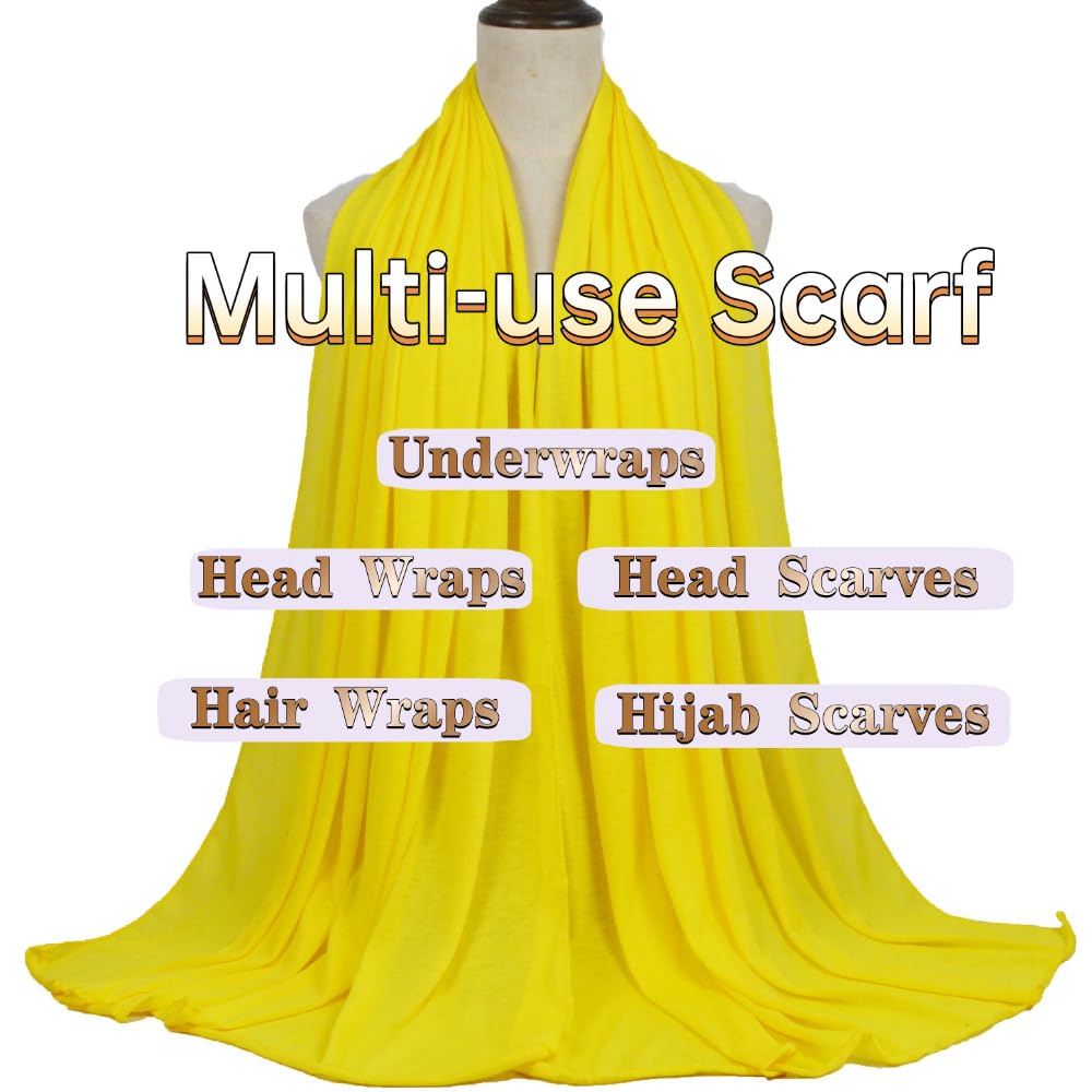 Head Wraps for Black Women, Breathable Headwrap Soft Long Hair Wraps Wide Headscarves for Locs Braids Yellow