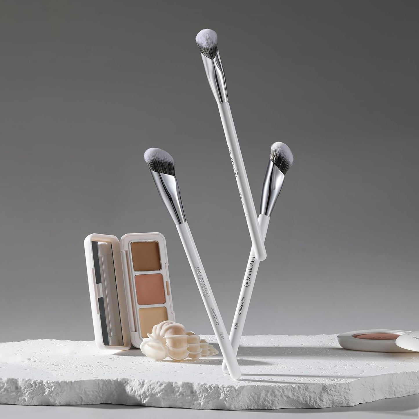 Angled Makeup Brushes Set - 2 PCS Concealer & Foundation Blending Brushes for Liquid, Cream, Stick | Perfect for Nose Contour & Eyeshadow
