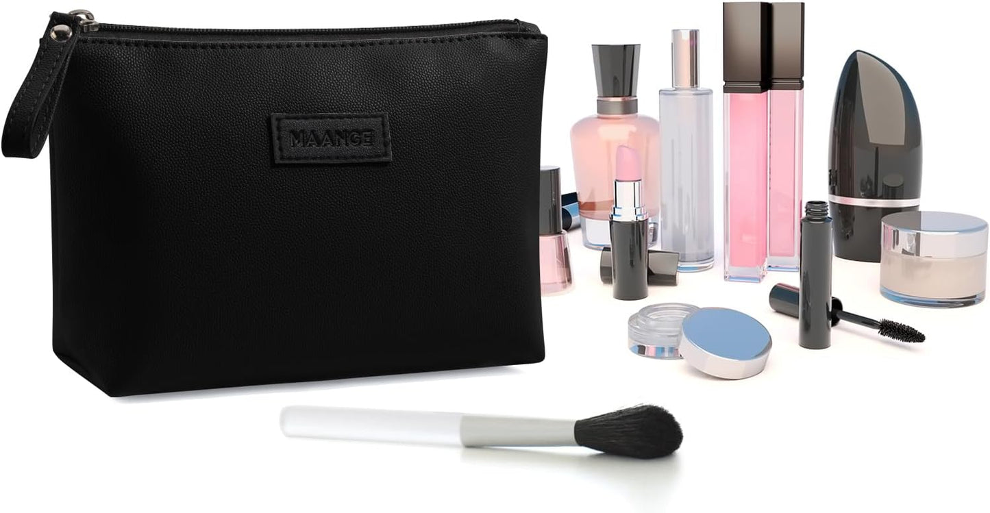 Cosmetic Bags for Women - Small PU Leather Makeup Pouch | Travel-Friendly Zippered Design
