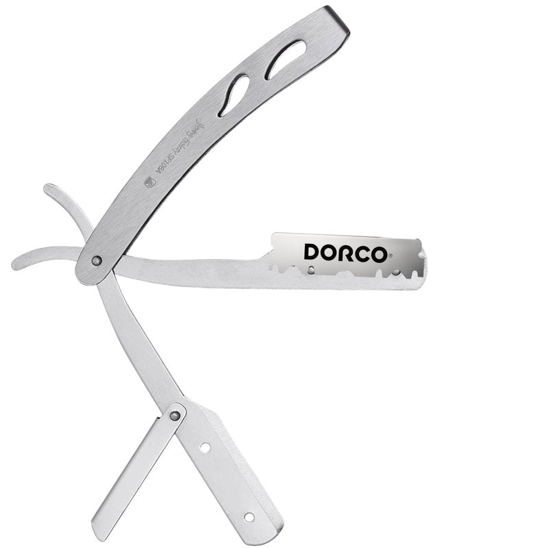 The Shave Factory Straight Edge Razor Kit - with Single Stainless Steel razors (Stell + Blue)