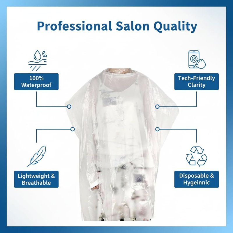 50 Pcs Disposable Hair Salon Capes, 35.4×51.2 Inches Waterproof Hairdressing Cape for Hair Stylist, Barber, Hair Dye, Perming and Beauty Salon Use