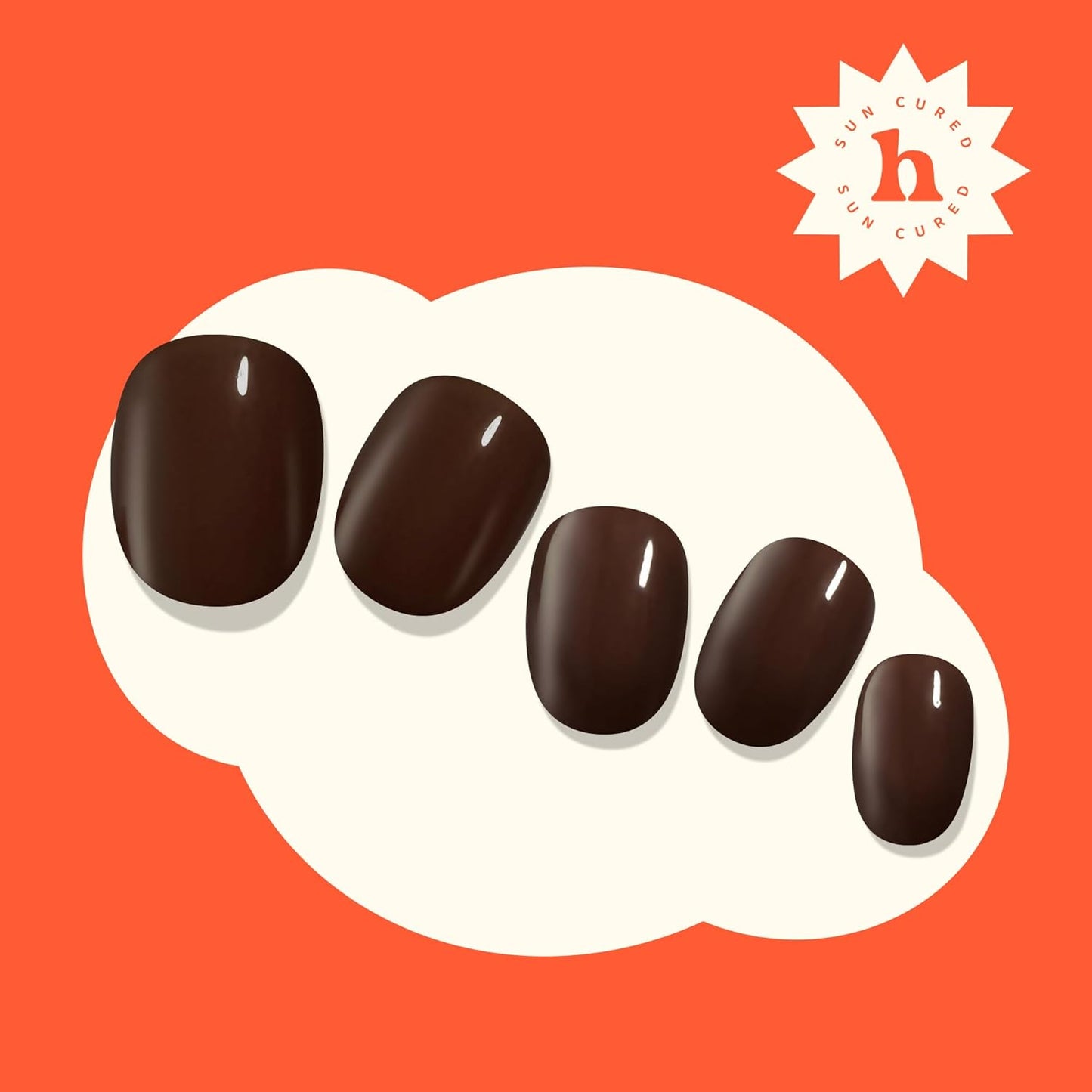 Heyhae Semi Cured Gel Nail Strips - Easy Apply Brown Fall Design | 28 Strips, Prep Pads & Nail File Included