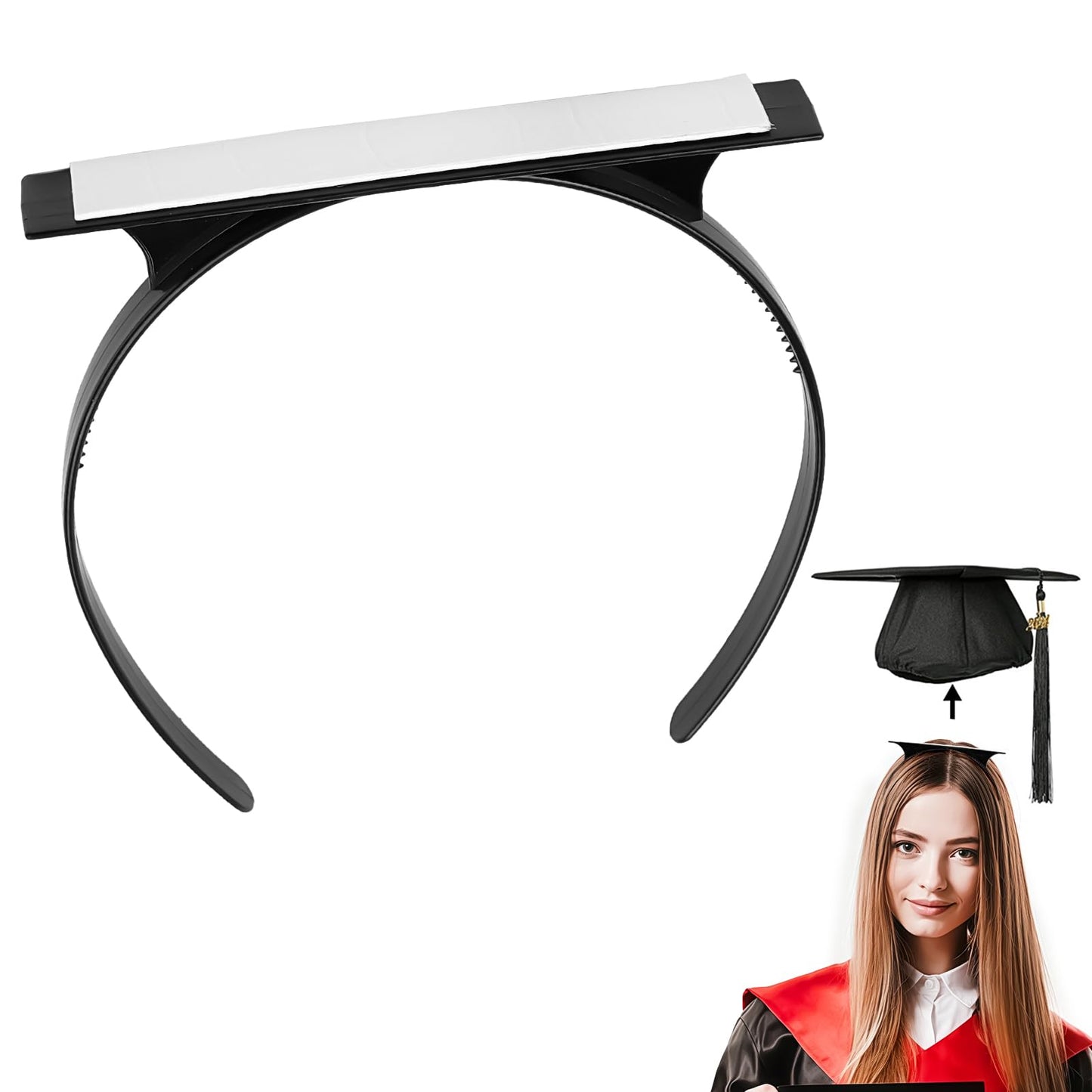 Graduation Cap Headband, Firm Anti-Fall HairBand for Graduation Hat, Hat Accessories for Graduates, Students, Women