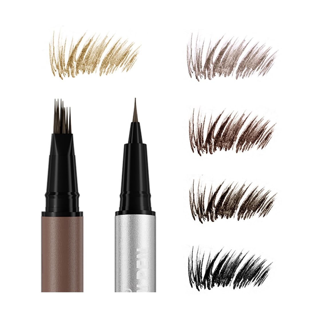 Dual Ended Eyebrow Marker - Microblading Effect Liquid Brow Pen for Natural Hair-Like Strokes | 5 Shades Available, Dark Brown