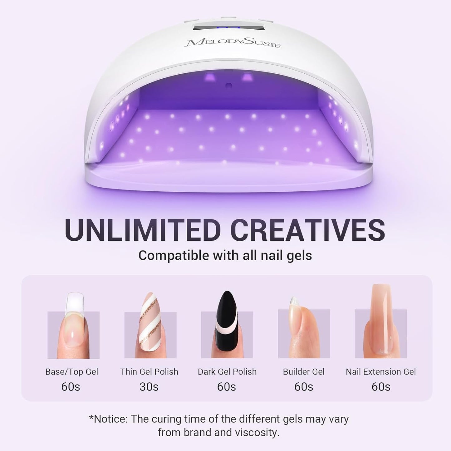 Professional UV LED Nail Lamp - High-Efficiency Nail Dryer with 3 Timers & Detachable Base | Cures All Gels & Rhinestone Glue
