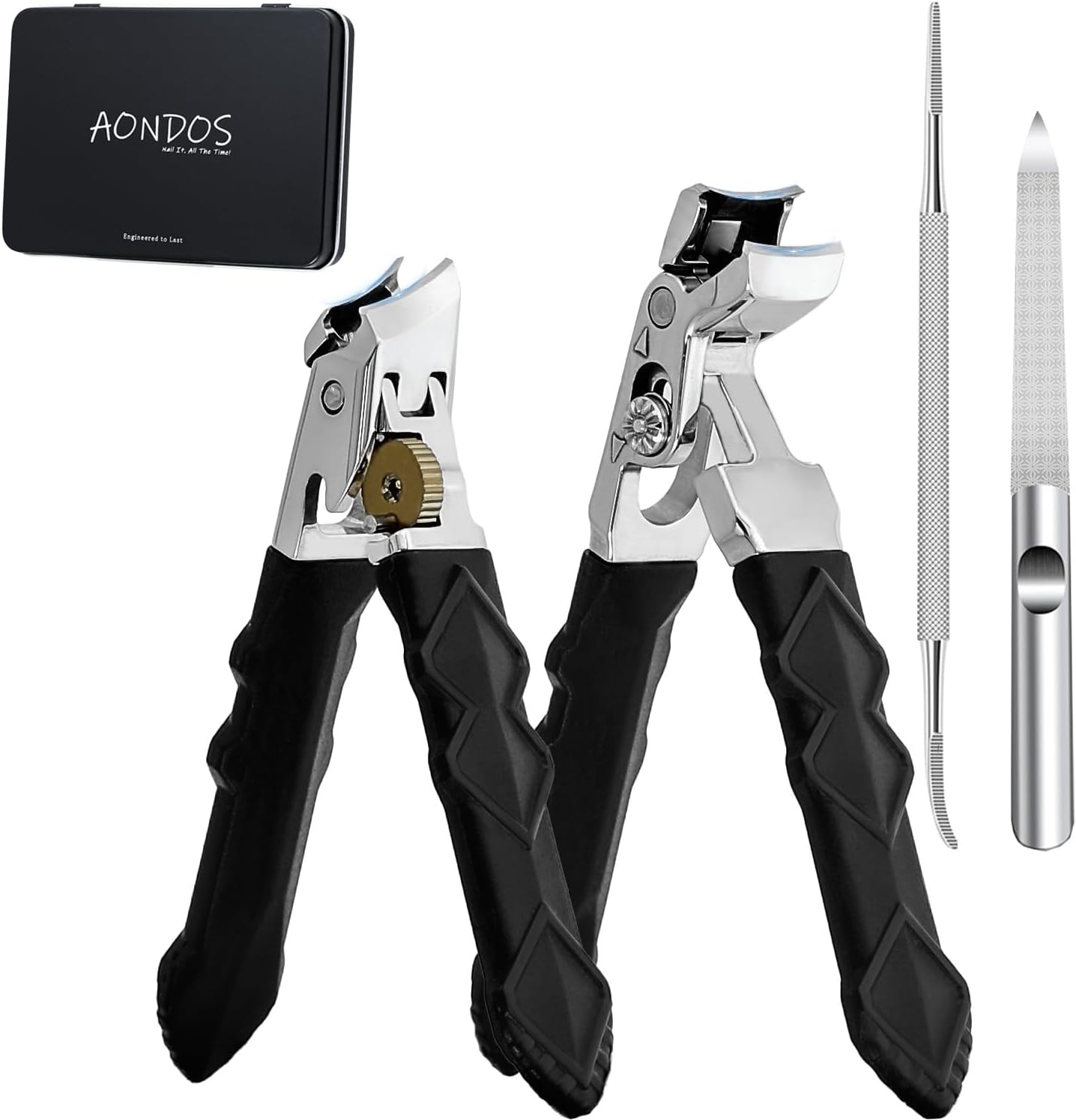 Heavy Duty Angled Head Wide Jaw Clippers - Ingrown Toenail & Thick Nail Cutter for Seniors | Long Handle, 4 Pcs