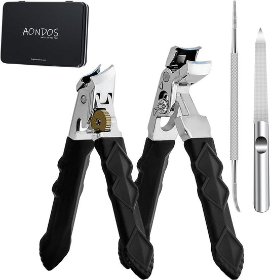 Heavy Duty Angled Head Wide Jaw Clippers - Ingrown Toenail & Thick Nail Cutter for Seniors | Long Handle, 4 Pcs
