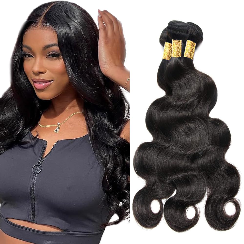 Human Hair Bundles Body Wave 3 Bundles Natural Black Body Wave Human Hair Bundles 20 22 24 inch Brazilian Bundle Human Hair Weave