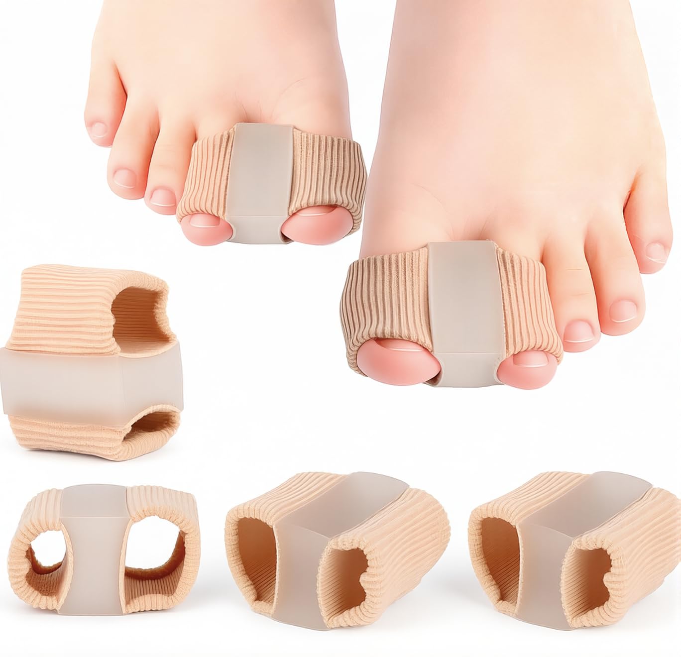 Toe Spacers - 4 PCS Toe Separators for Overlapping Toes | Bunion Corrector & Hammer Toe Straightener