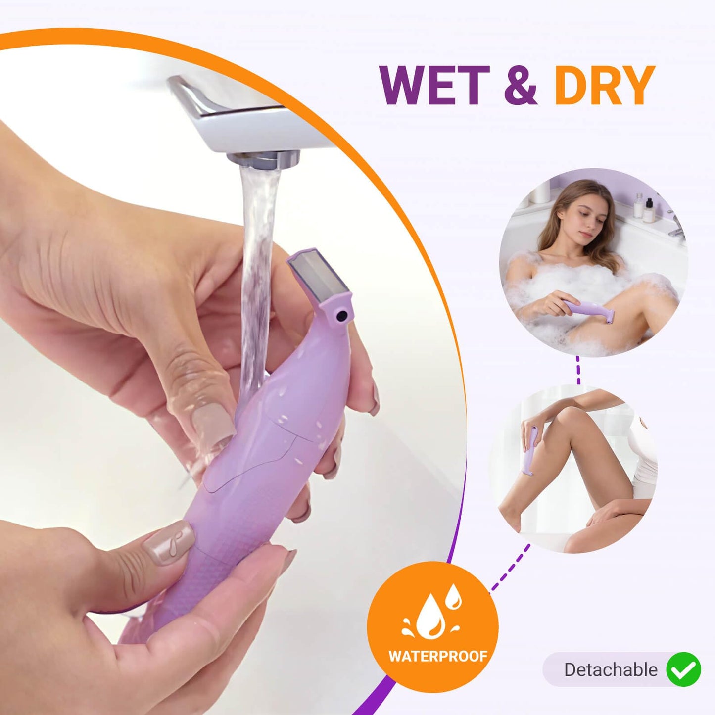 UNIMIKO Bikini Trimmer for Women, 3-in-1 Painless Womens Electric Razors & Pubic Hair Trimmer, Waterproof Womens Shaver with Ceramic Blades, USB Rechargeable Lady Groomer for Legs Underarm Face,Pink