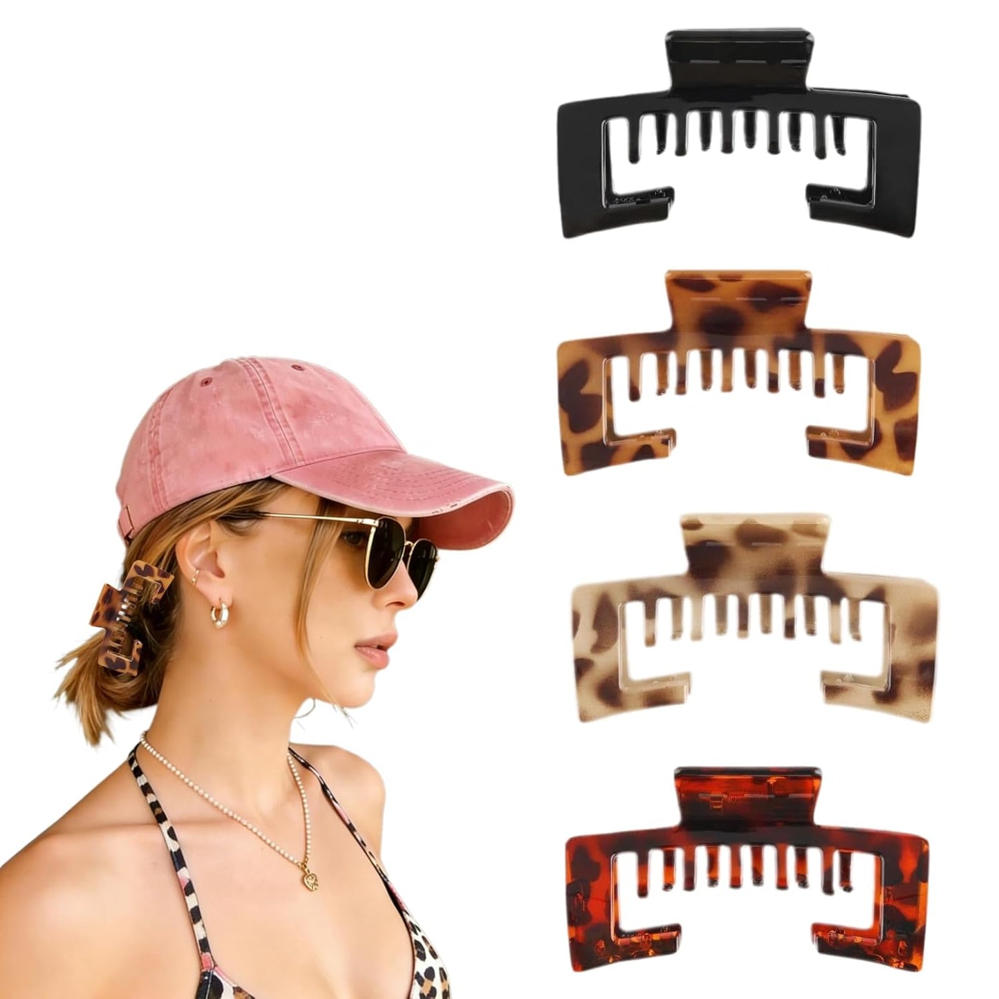Women’s Baseball Cap Claw Clip - Stylish Hair Accessory for Sports | Black