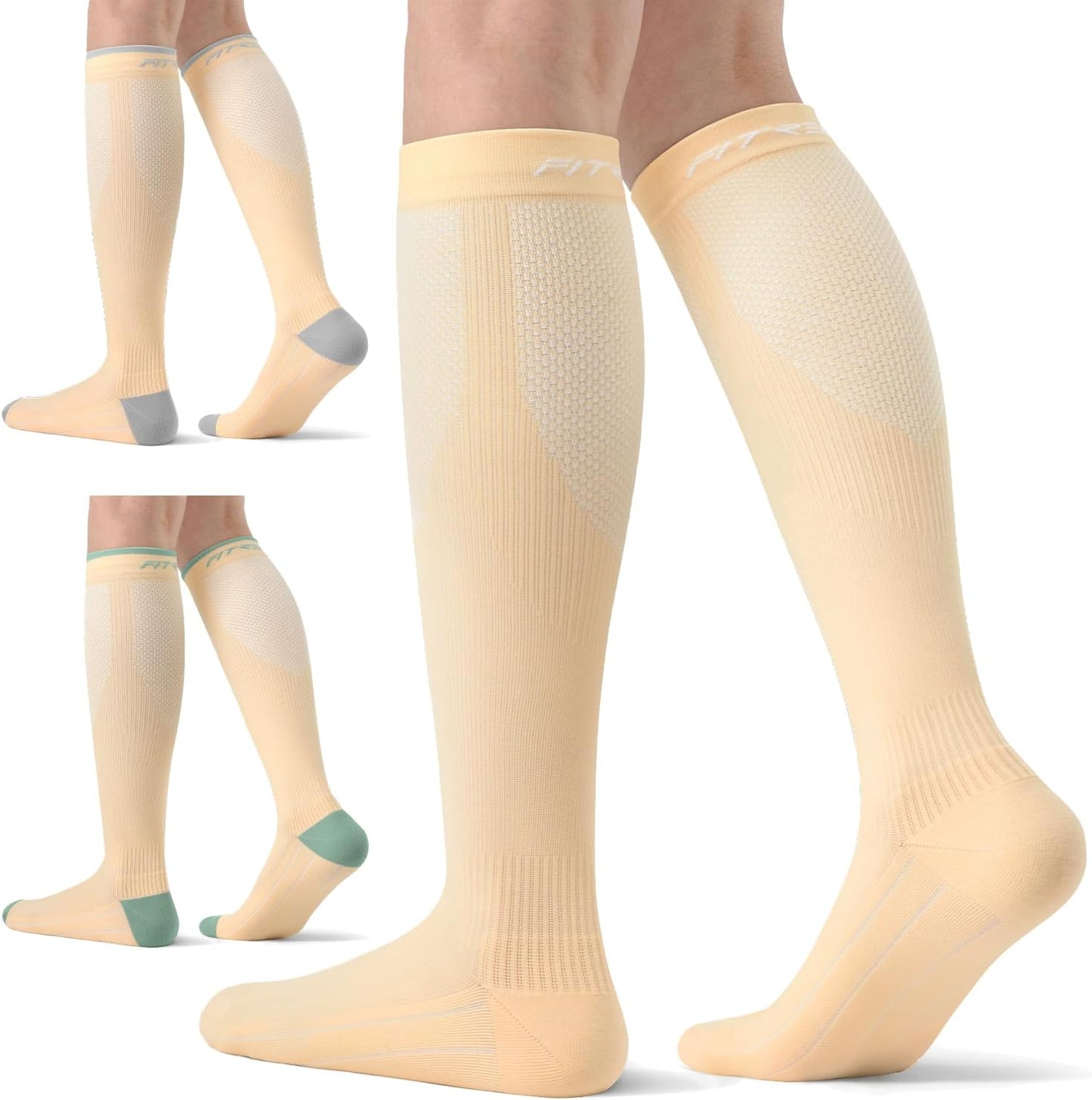 FITRELL Compression Socks for Men & Women - 20-30mmHg Circulation Support | 3 Pairs