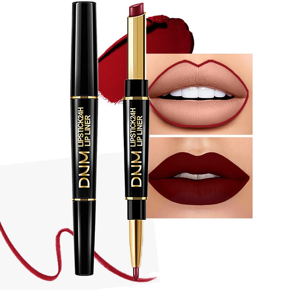 Chestnut Nude Brown Matte Lip Liner & Lipstick Set - Long Lasting, Waterproof, Smudge Proof | Antique Rose