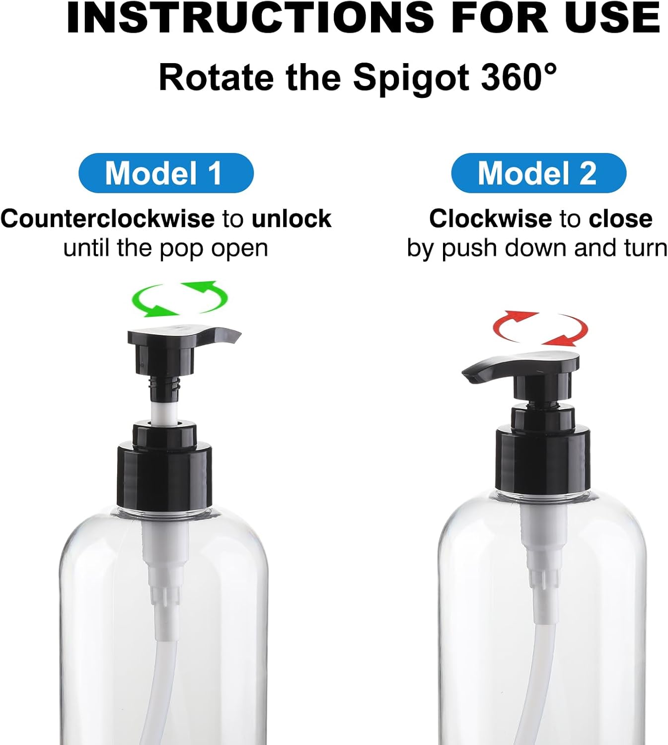 Refillable Pump Bottles - 12.85oz Clear BPA-Free Plastic Dispenser for Shampoo, Lotion & Soap | 2 Pack