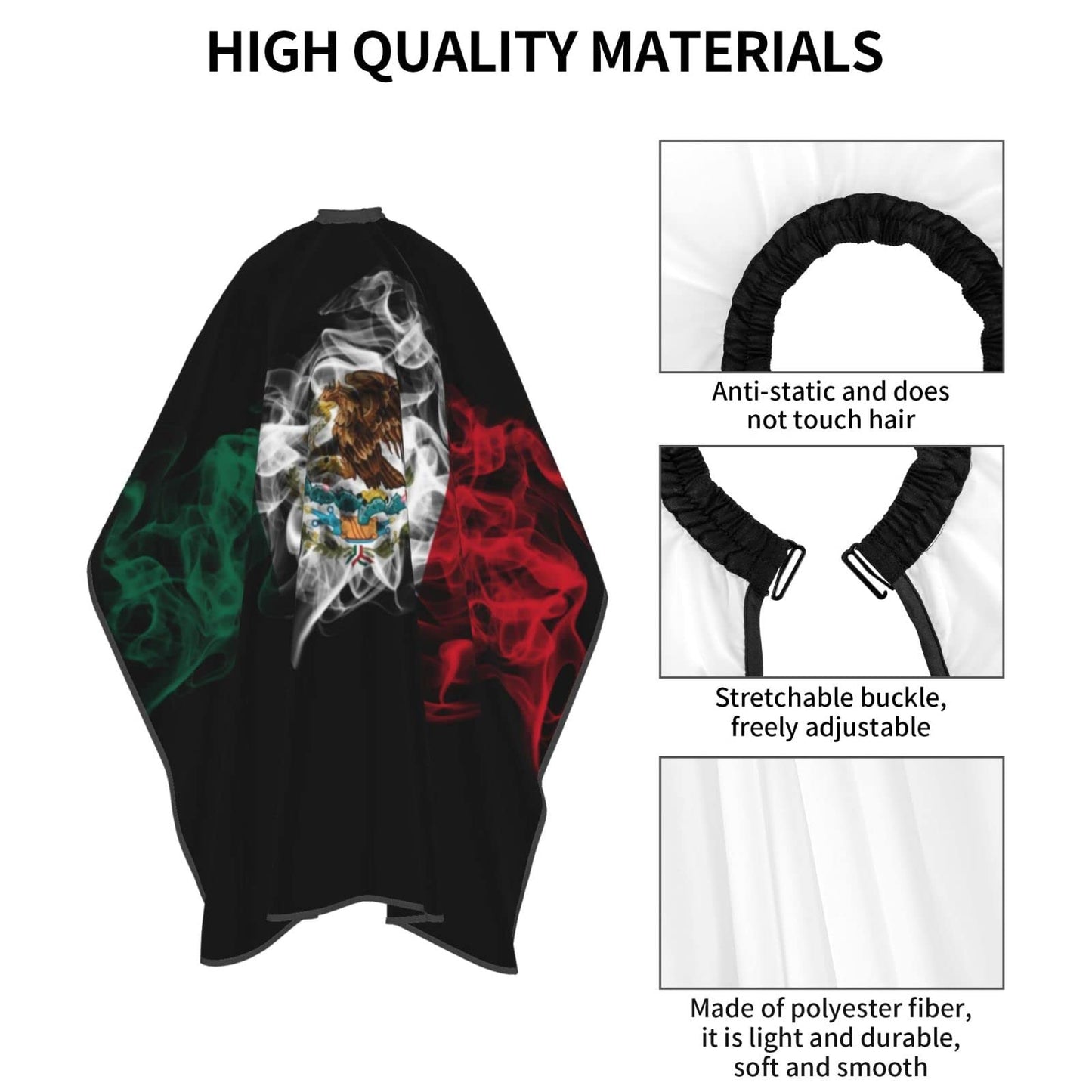 Mexico Flag Salon Barber Cape - Professional Hairdressing Waterproof Hair Cutting Cape With Adjustable Snap Closure-Haircut Apron For Hair Stylist And Home Use-55''X66''
