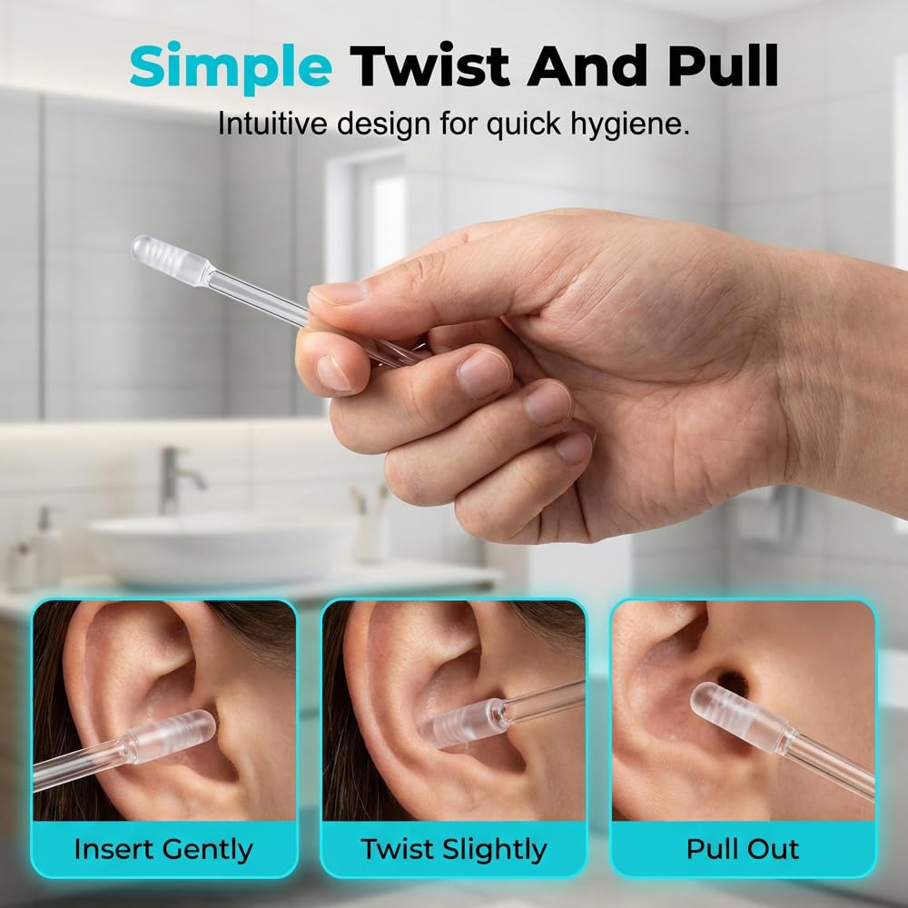 Sticky Ear Cleaning Stick for Adults, 2026 New Reusable Sticky Ear Cleaner Picks, Removal Adhesive Swabs Gentle Soft Ear Scoop Remover Tool with Dust Cover Packaging (Small, 24pcs)