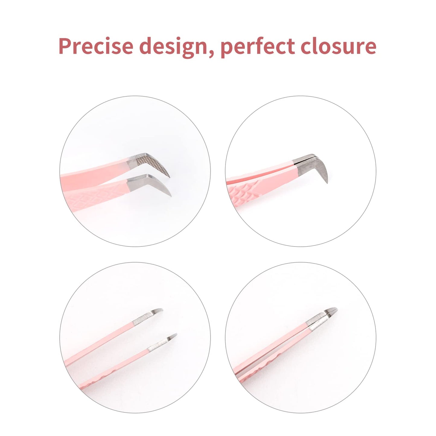 Eyelash Tweezers for Extensions Fiber Tip Lash Tweezers Professional Lash Extension Tweezers for Volume Fans &isolation & Pick up Single Lashes Volume Lash Tweezers Pink