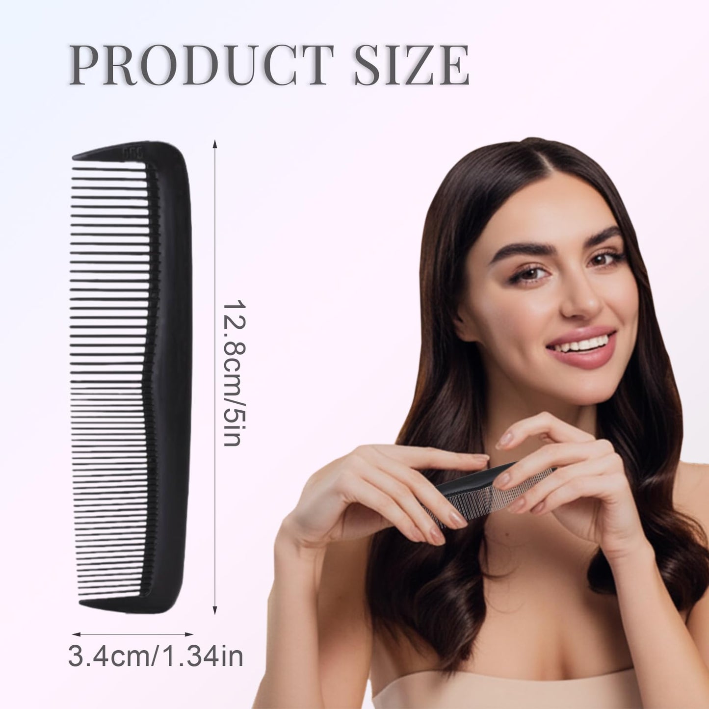 12 Pcs Hair Comb Set Portable Pocket Plastic Fine-Tooth Dressing Combs for Women and Men Durable Break-Resistant Salon Styling Tools - Black