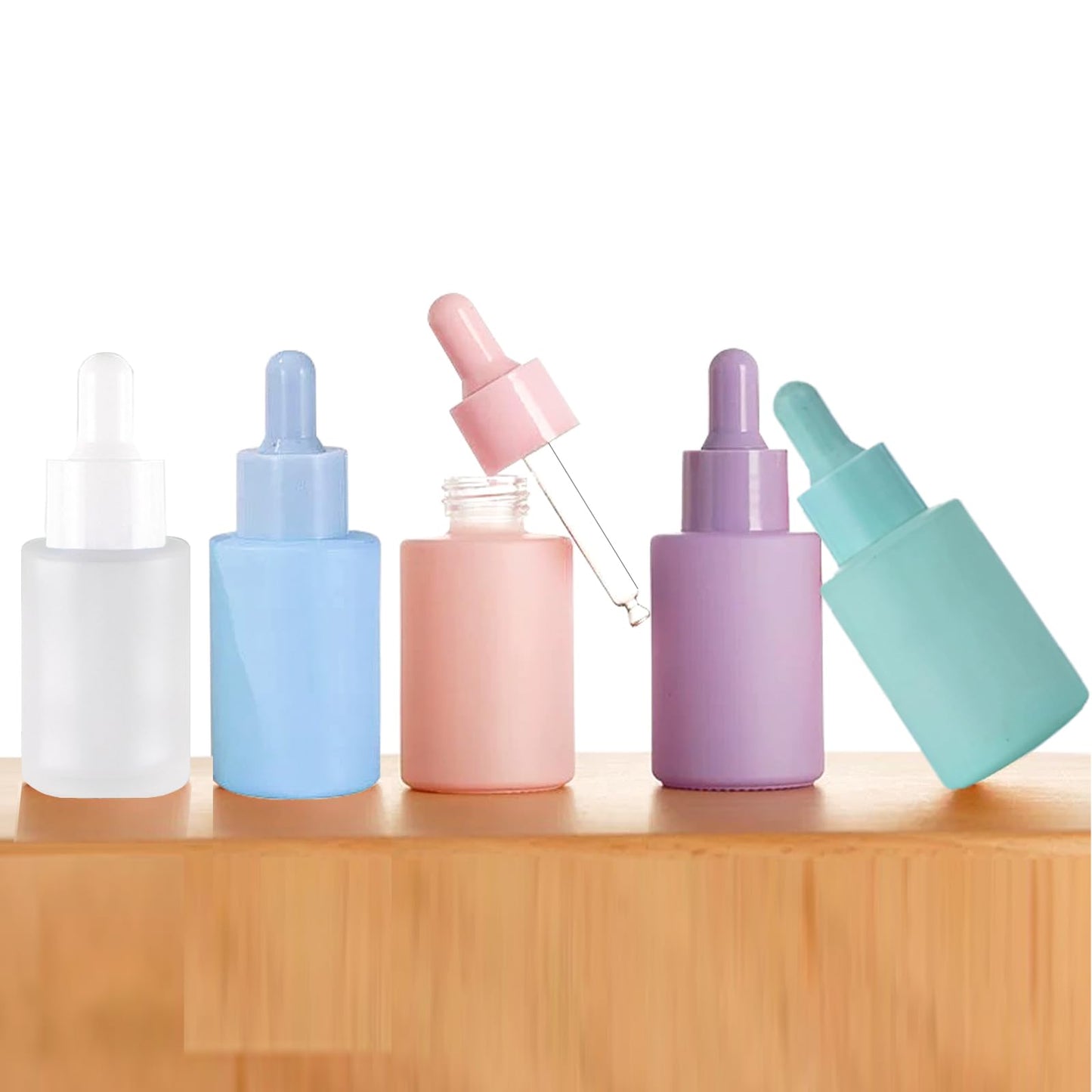 AGENIZ 4 Pack 1oz Glass Dropper Bottle,30ml Eye Dropper Bottle for Essential Oils with 2 Funnels & 2 Lotion Pumps for Perfumes,Lotion,Serum,Tincture Bottles(A-Multicolor)
