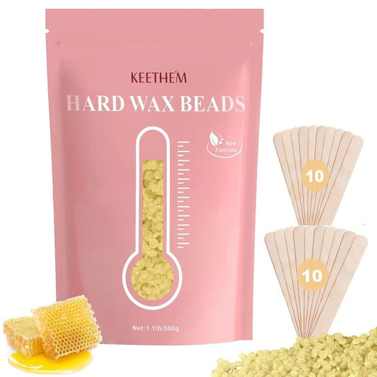 Keethem 500g/1.1lb Wax Beads Suitable for Coarse Hair Removal,Hard Wax Beads Brazilian Bikini Waxing At Home, Wax Beans for Women Men Face, Eyebrow, Body, Legs, Armpit(Honey)