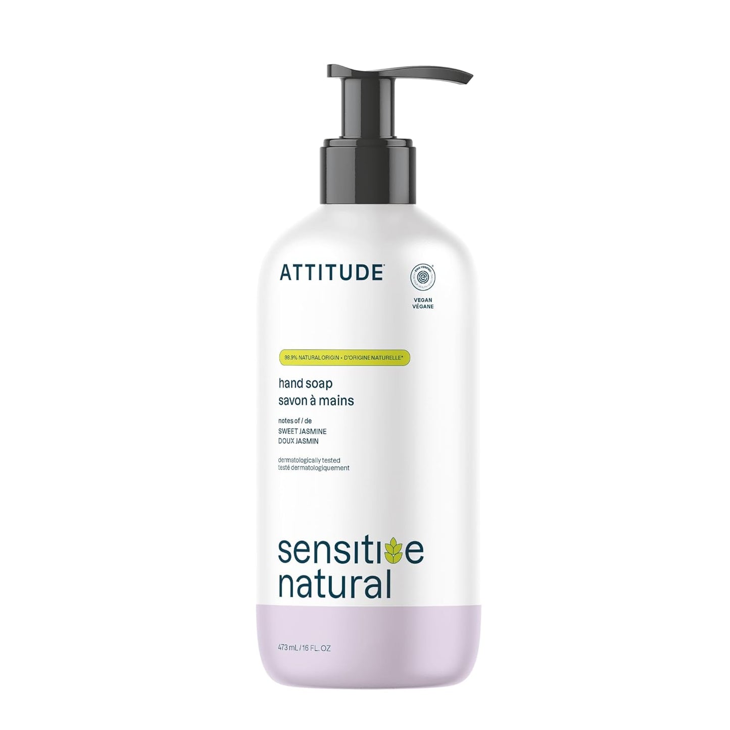 ATTITUDE Moisturizing Hand Soap for Sensitive Skin - Oat & Argan Oil, Vegan, 16 Fl Oz